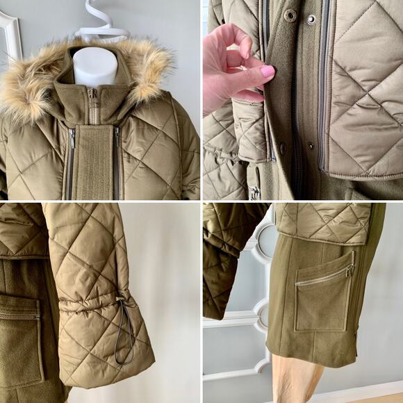 Joie Hetal Hooded Wool Coat With Faux Fur Trim Size Medium - Picture 6 of 12